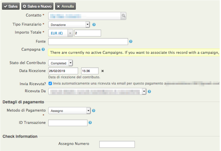 Modulo Nuovo Contributo